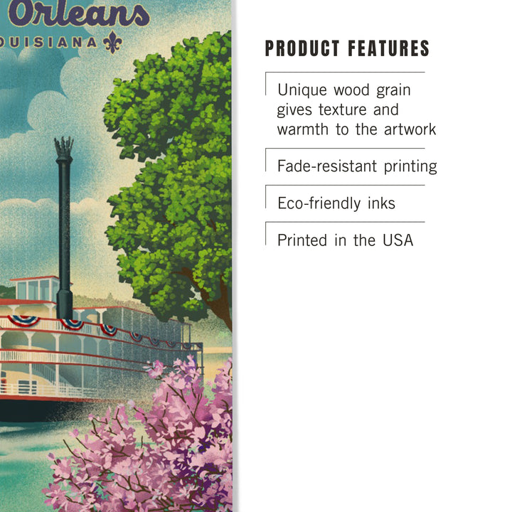 New Orleans, Louisiana, Litho Paddle Wheel, Wood Sign and Postcards
