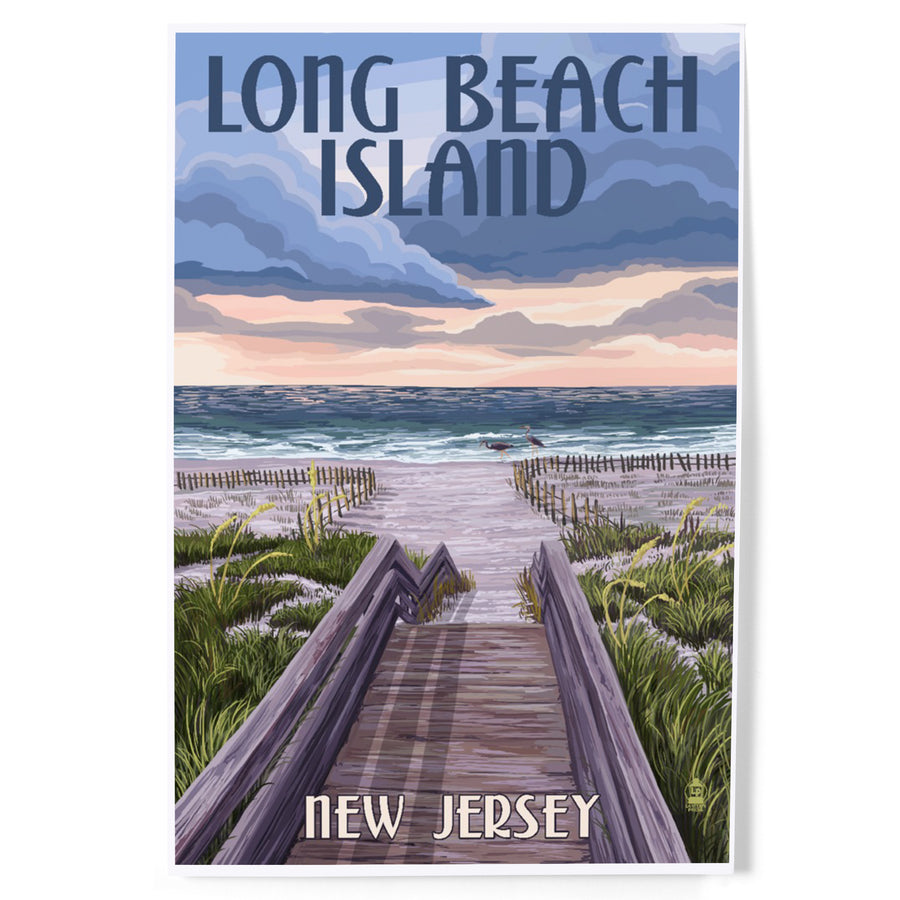 Long Beach Island, New Jersey, Beach Boardwalk Scene, Art & Giclee Prints - Lantern Press