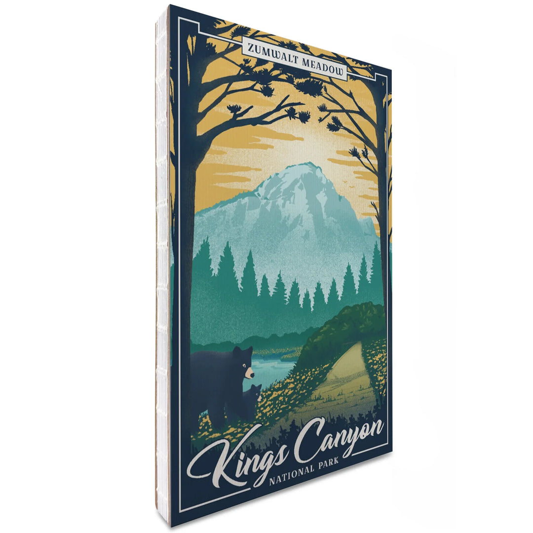 Lined 6x9 Journal, Kings Canyon National Park, California, Lithograph National Park Series, Zumwalt Meadow, Lay Flat, 193 Pages, FSC paper