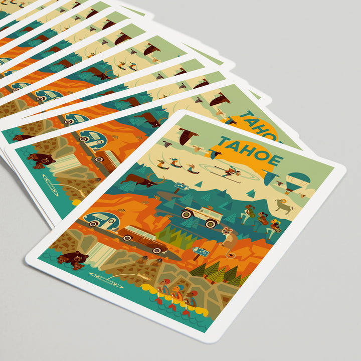 Playing Cards, Lake Tahoe, California, Geometric, Tahoe, 52 Card Deck with Jokers in Box, Unique Art