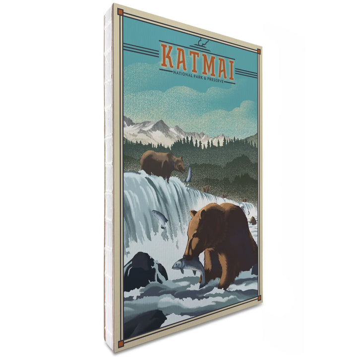 Lined 6x9 Journal, Katmai National Park and Preserve, Alaska, Lithograph, Lay Flat, 193 Pages, FSC paper