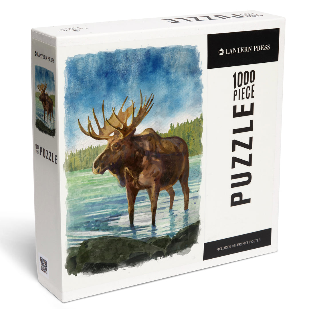 Watercolor Study, Moose, 1000 Piece Jigsaw Puzzle