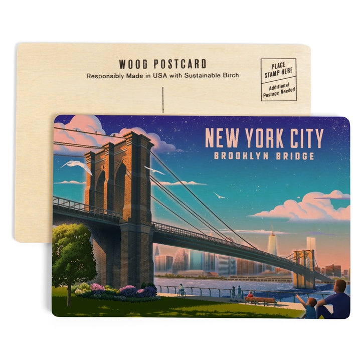 New York City, New York, Lithograph, Brooklyn, Wood Sign and Postcards