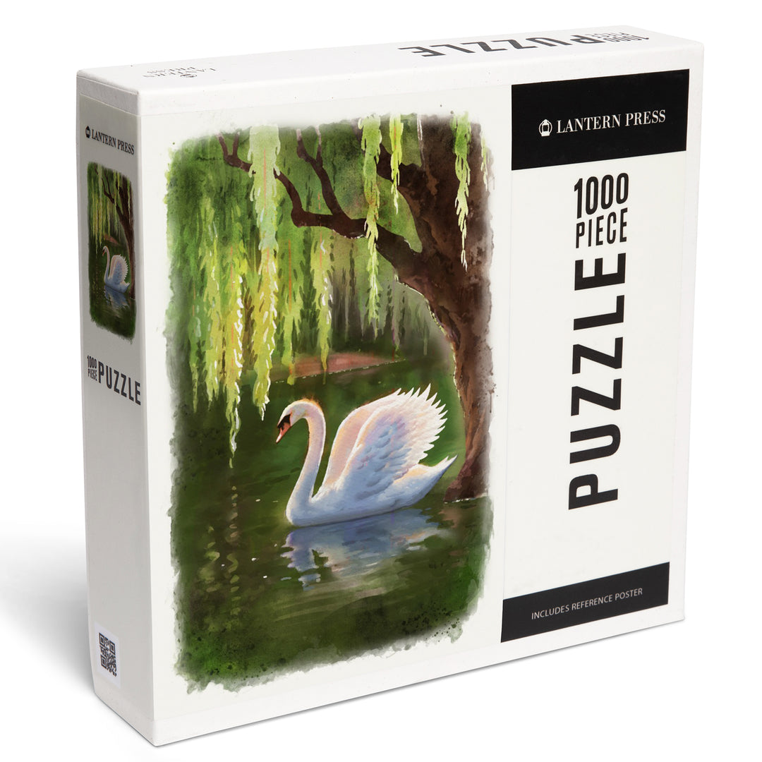 Swan and Willows, Watercolor, 1000 Piece Jigsaw Puzzle