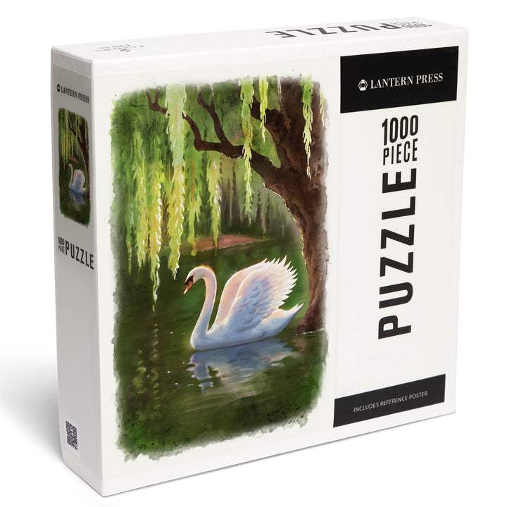 Swan and Willows, Watercolor, 1000 Piece Jigsaw Puzzle