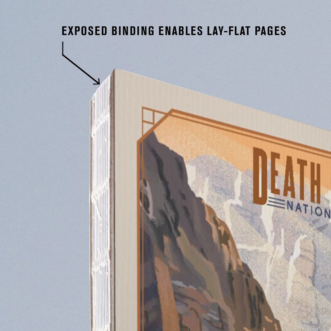 Lined 6x9 Journal, Death Valley National Park, California, Titus Canyon, Lithograph National Park Series, Lay Flat, 193 Pages, FSC paper