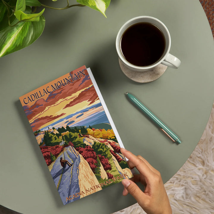 Lined 6x9 Journal, Acadia National Park, Maine, Cadillac Mountain, Painterly Series, Lay Flat, 193 Pages, FSC paper