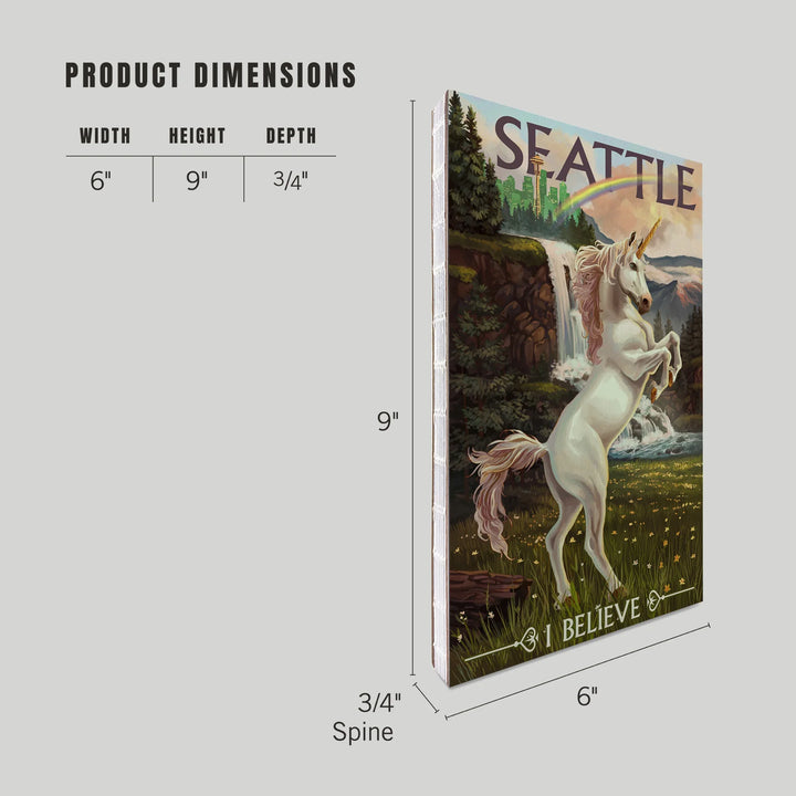 Lined 6x9 Journal, Seattle, Washington, Unicorn Scene, Lay Flat, 193 Pages, FSC paper