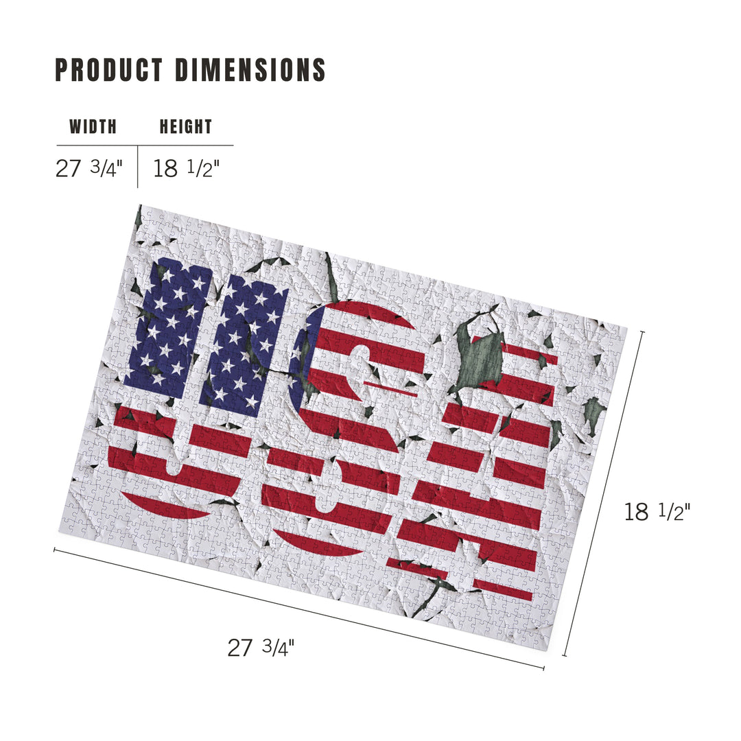 American Flag, USA, Typography, Jigsaw Puzzle