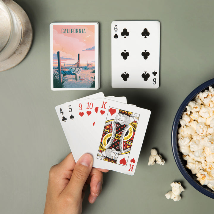 Playing Cards, California, Lithograph, Salt Air, No Cares, Hammock on Beach, 52 Card Deck with Jokers in Box, Unique Art