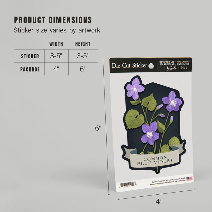 Vintage Flora Noir, Common Blue Violet, Vinyl Sticker