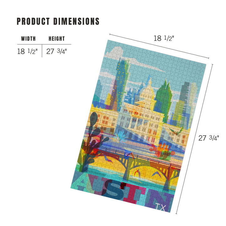 Austin, Texas, Colorful Skyline, City Series, 1000 Piece Jigsaw Puzzle