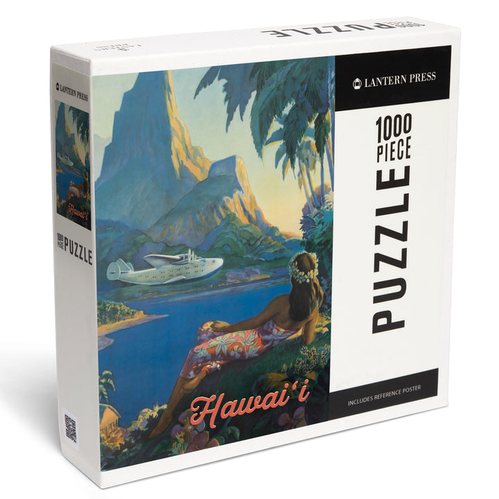 Hawaii, Vintage Tropical Airplane, Jigsaw Puzzle