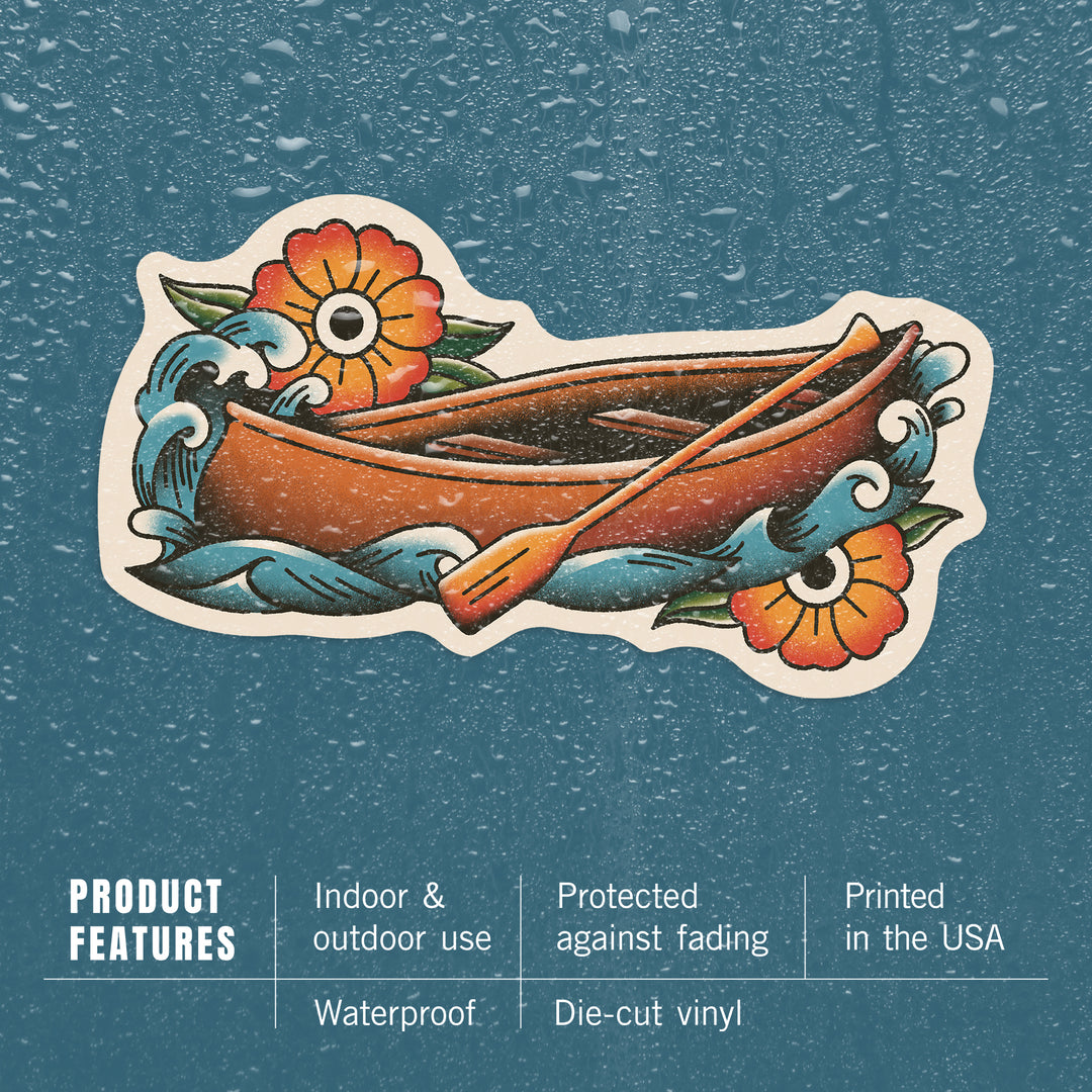 American Traditional, Canoe, Vinyl Sticker