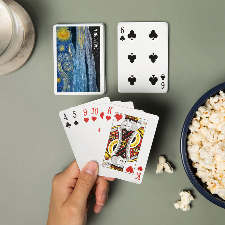 Playing Cards, California, Starry Night, Ocean, 52 Card Deck with Jokers in Box, Unique Art