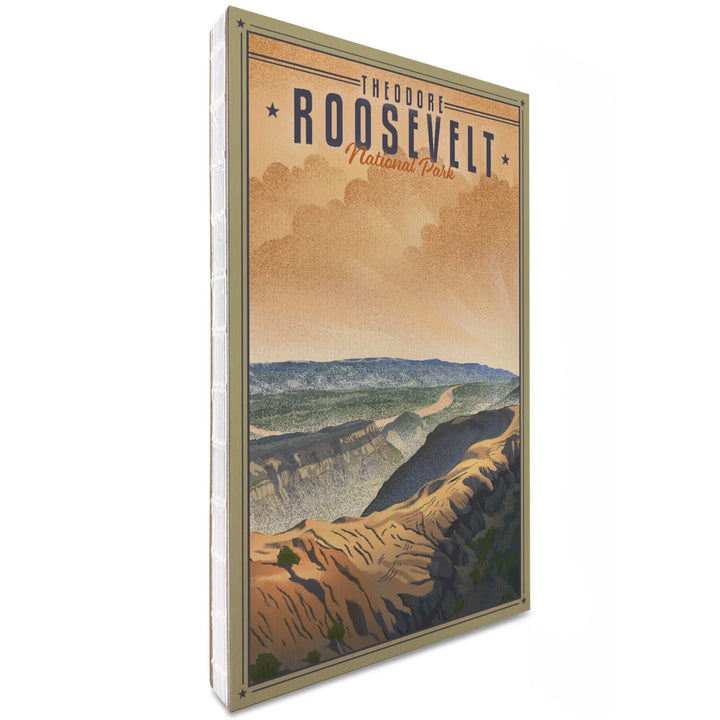 Lined 6x9 Journal, Theodore Roosevelt National Park, North Dakota, Lithograph National Park Series, Lay Flat, 193 Pages, FSC paper