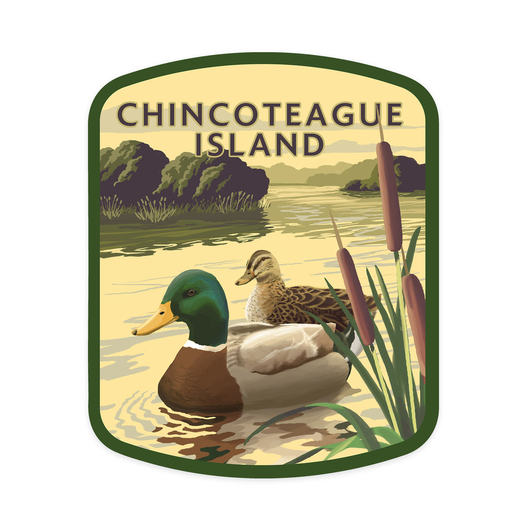 Chincoteague Island, Virginia, Mallard Ducks, Contour, Vinyl Sticker