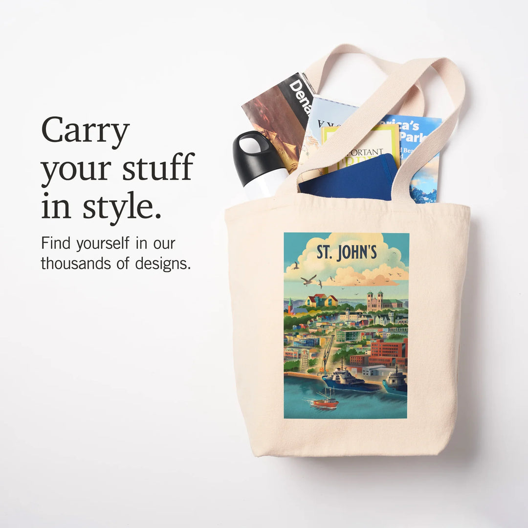 St. John's, Newfoundland and Labrador, Lithograph City Series, Tote Bag