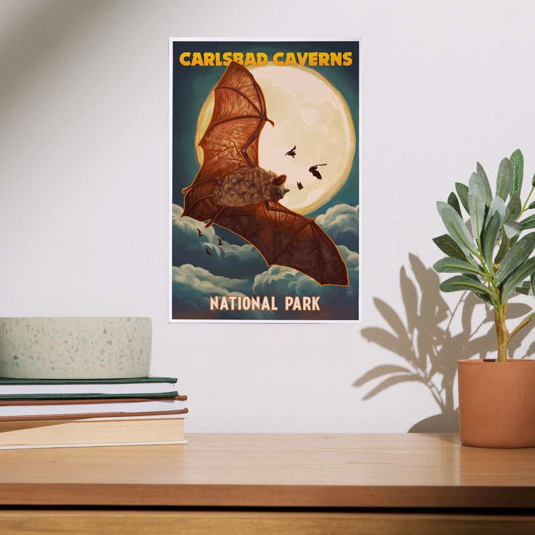 Carlsbad Caverns National Park, Bats and Full Moon, Art & Giclee Prints