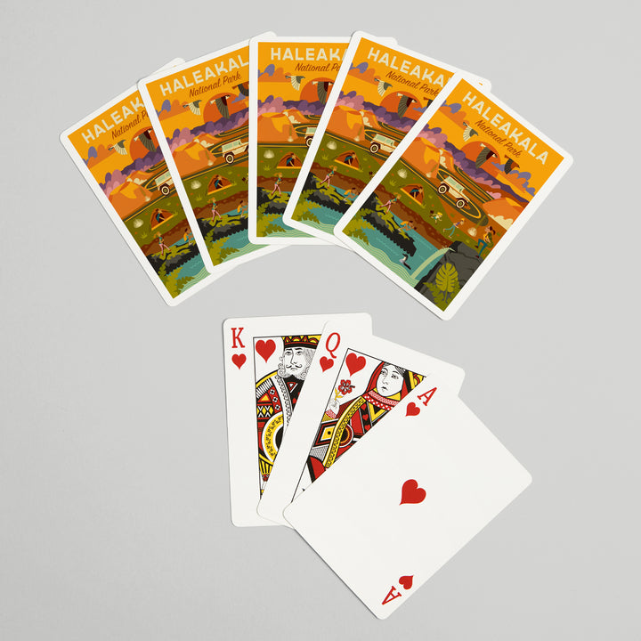 Playing Cards, Haleakalā National Park, Hawaii, Geometric National Park Series, 52 Card Deck with Jokers in Box, Unique Art