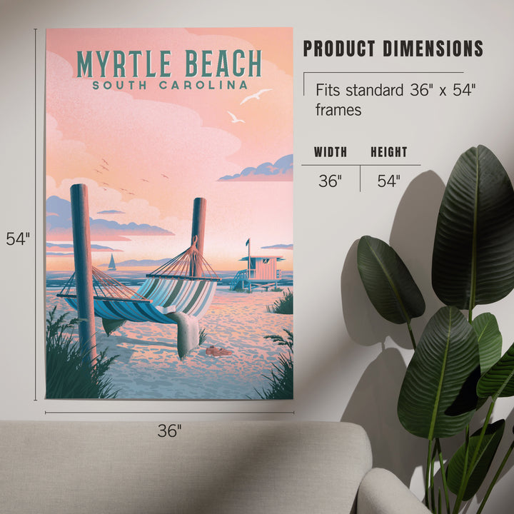 Myrtle Beach, South Carolina, Lithograph, Salt Air, No Cares, Hammock on Beach, Art & Giclee Prints