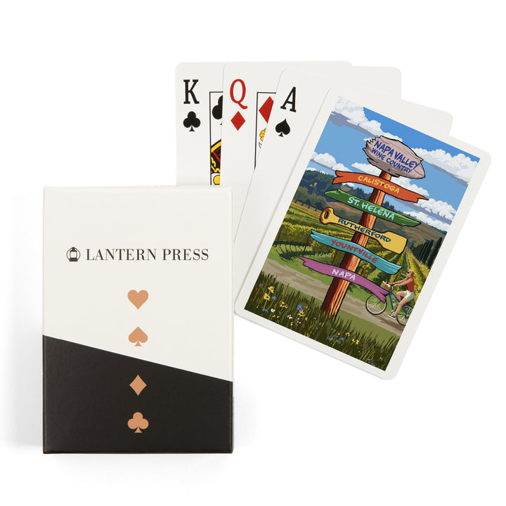 Playing Cards, Napa Valley Wine Country, California, Destination Sign, 52 Card Deck with Jokers in Box, Unique Art