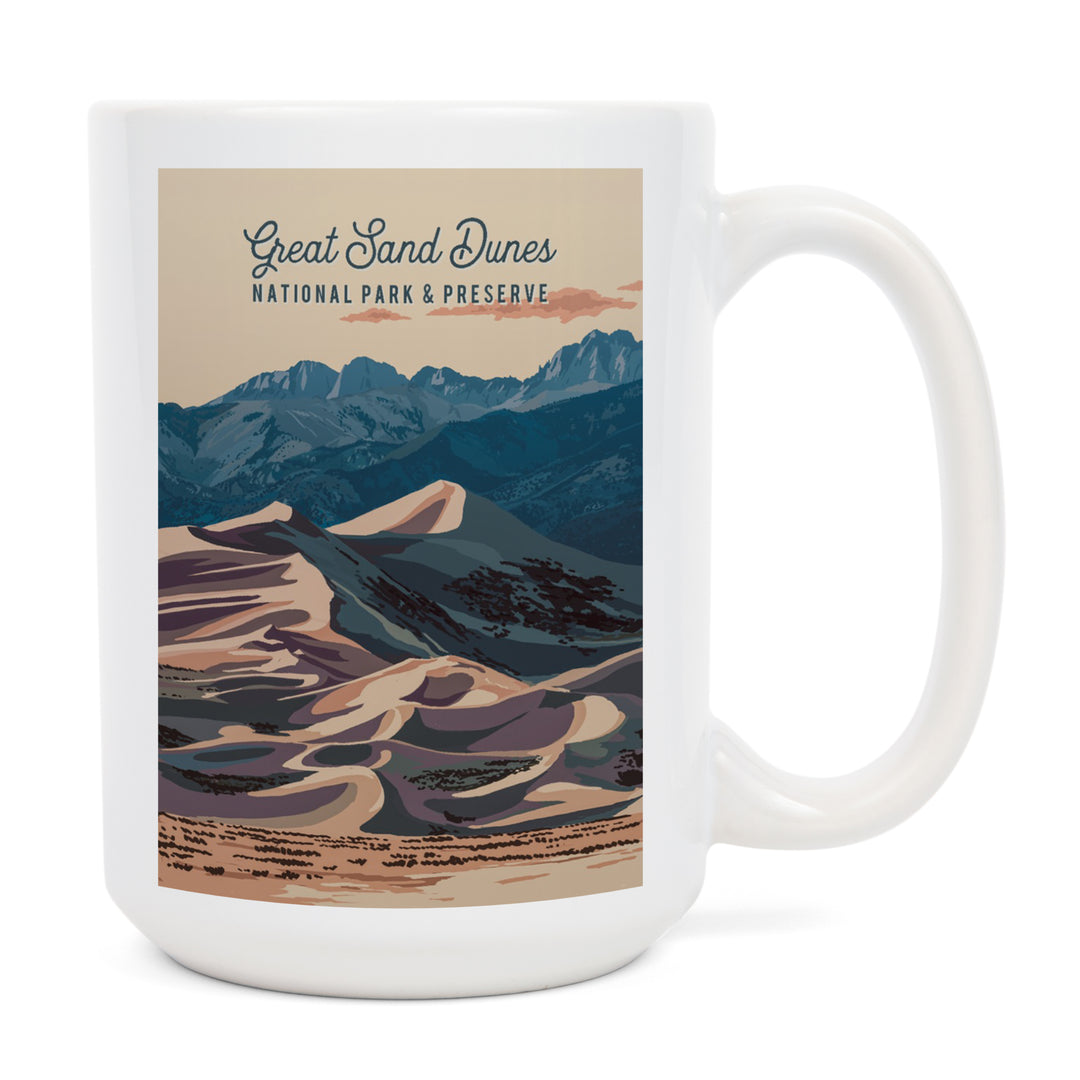 Great Sand Dunes National Park, Colorado, Painterly National Park Series, Ceramic Mug