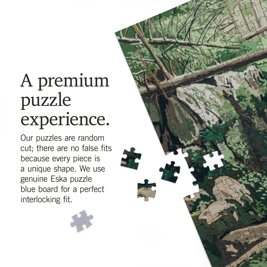 Deer and Waterfall, Painterly, 1000 Piece Jigsaw Puzzle