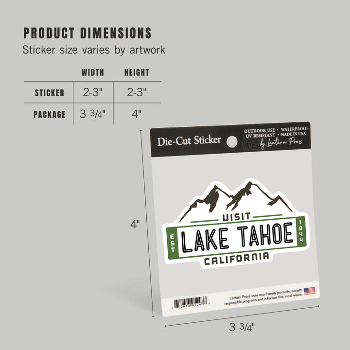 Visit Lake Tahoe, California, Mountain, Contour, Vector, Vinyl Sticker