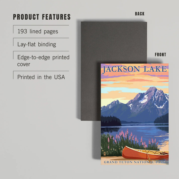Lined 6x9 Journal, Grand Teton National Park, Wyoming, Jackson Lake, Lay Flat, 193 Pages, FSC paper
