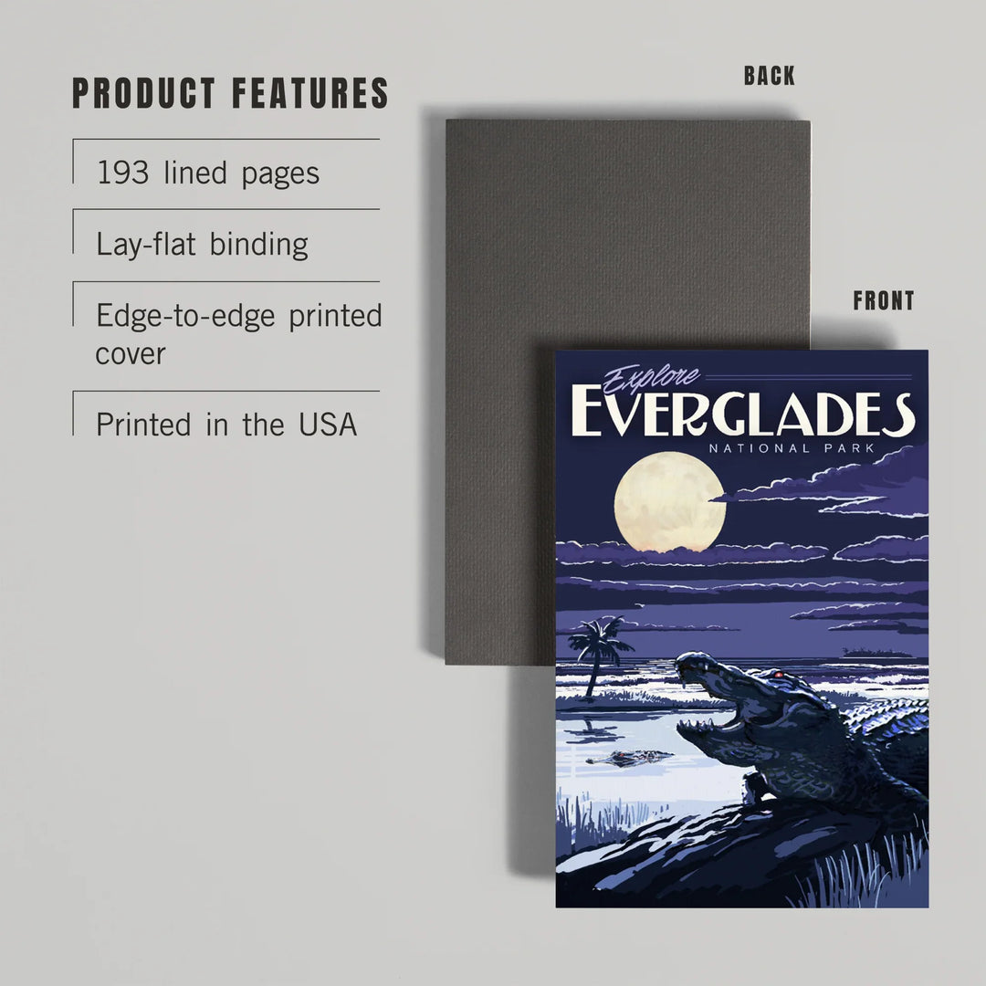 Lined 6x9 Journal, Everglades National Park, Night Alligator, Painterly Series, Lay Flat, 193 Pages, FSC paper