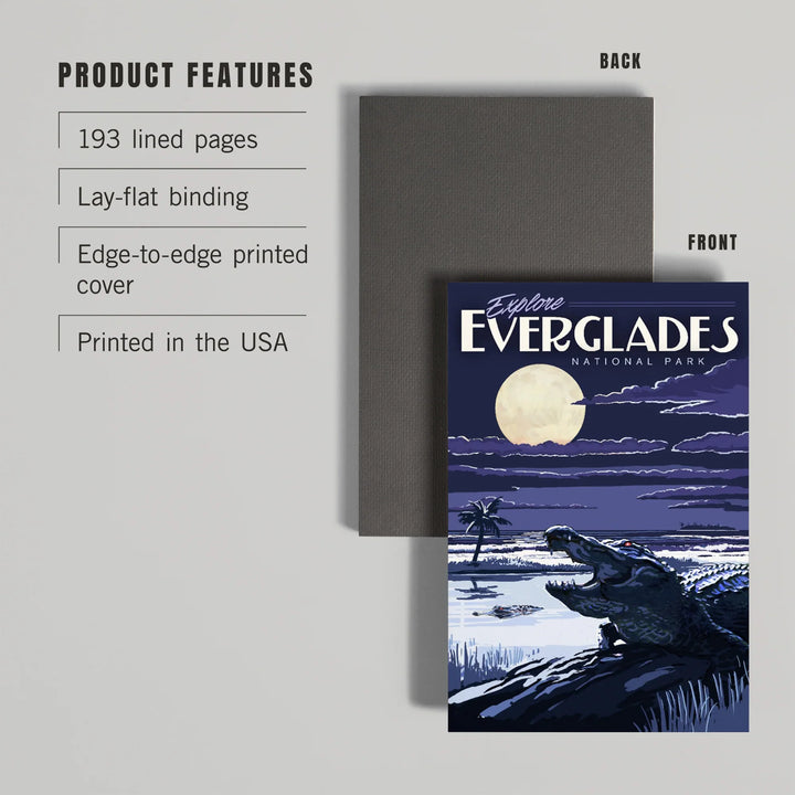 Lined 6x9 Journal, Everglades National Park, Night Alligator, Painterly Series, Lay Flat, 193 Pages, FSC paper