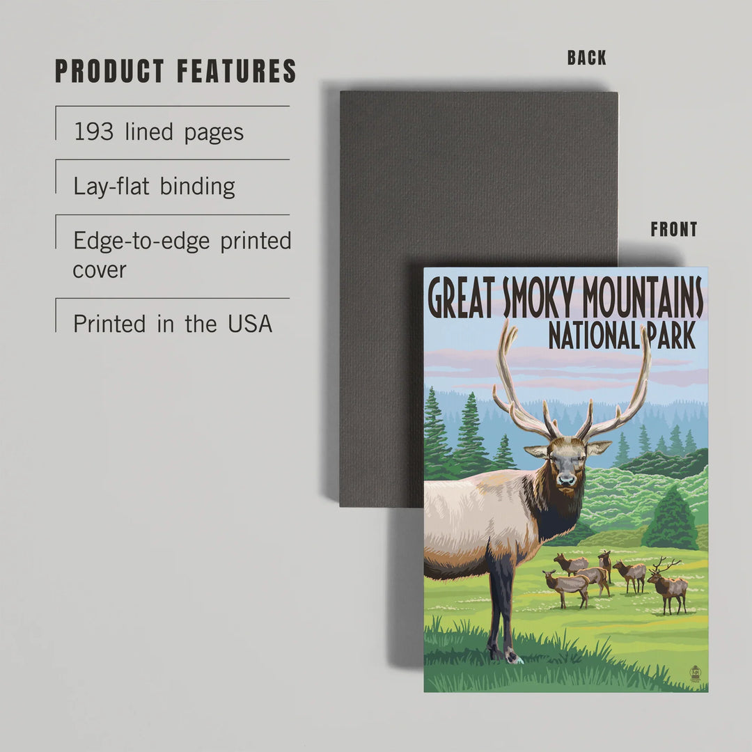Lined 6x9 Journal, Great Smoky Mountains National Park, Elk Herd, Lay Flat, 193 Pages, FSC paper