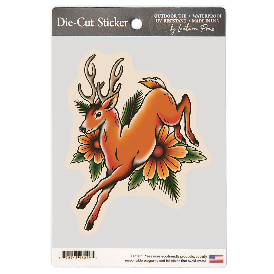 American Traditional, Whitetail Deer, Vinyl Sticker