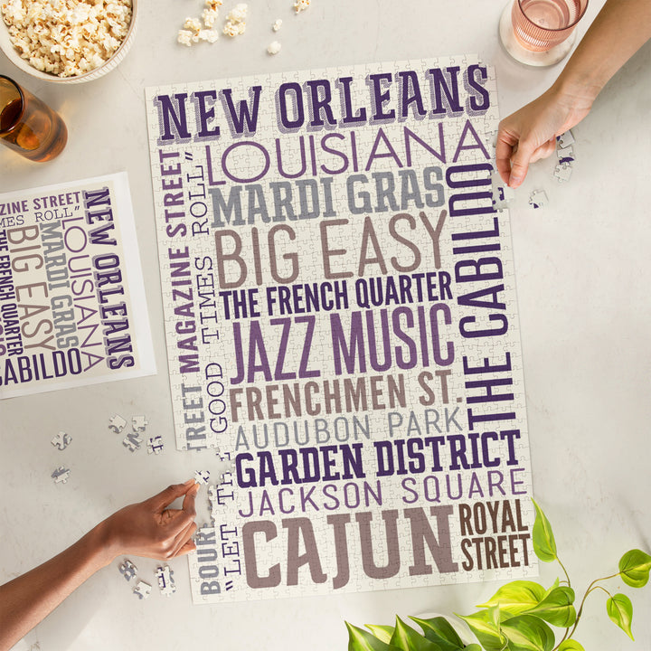 New Orleans, Louisiana, Typography, 1000 Piece Jigsaw Puzzle