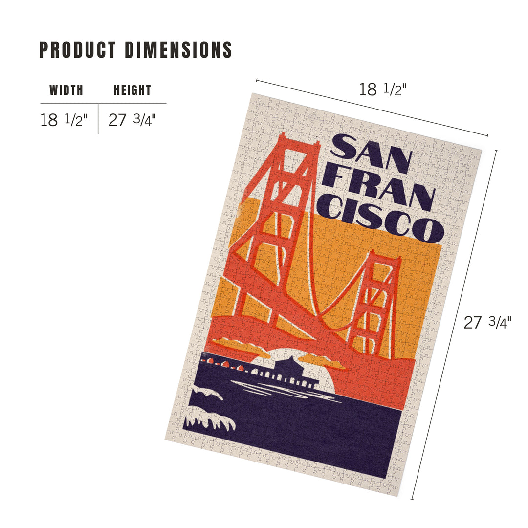 San Francisco, California, Woodblock City Series, Golden Gate, 1000 Piece Jigsaw Puzzle