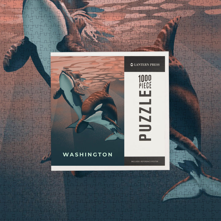 Washington, Lithograph, Wildlife Lithograph Series, Orca, Jigsaw Puzzle