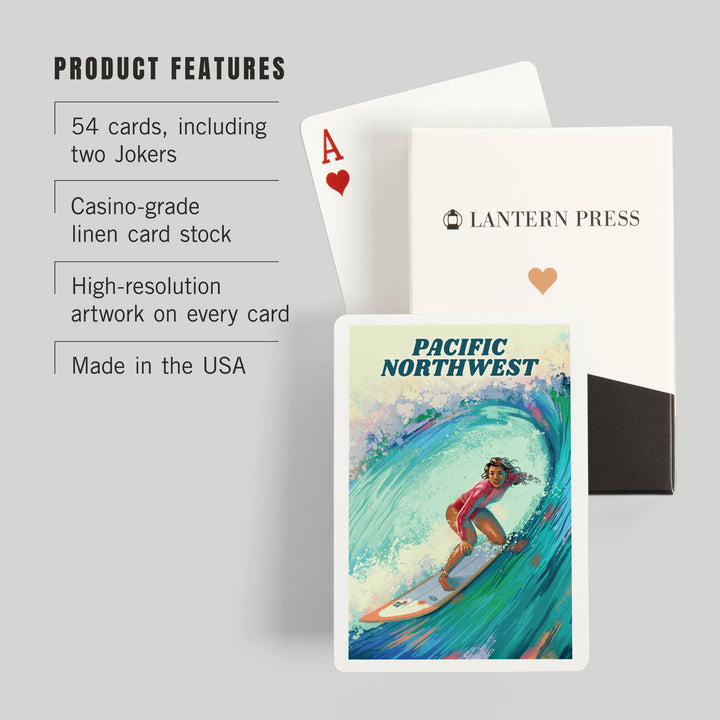 Playing Cards, Pacific Northwest, Vitamin Sea, Coastal Series, Surfer Girl, 52 Card Deck with Jokers in Box, Unique Art