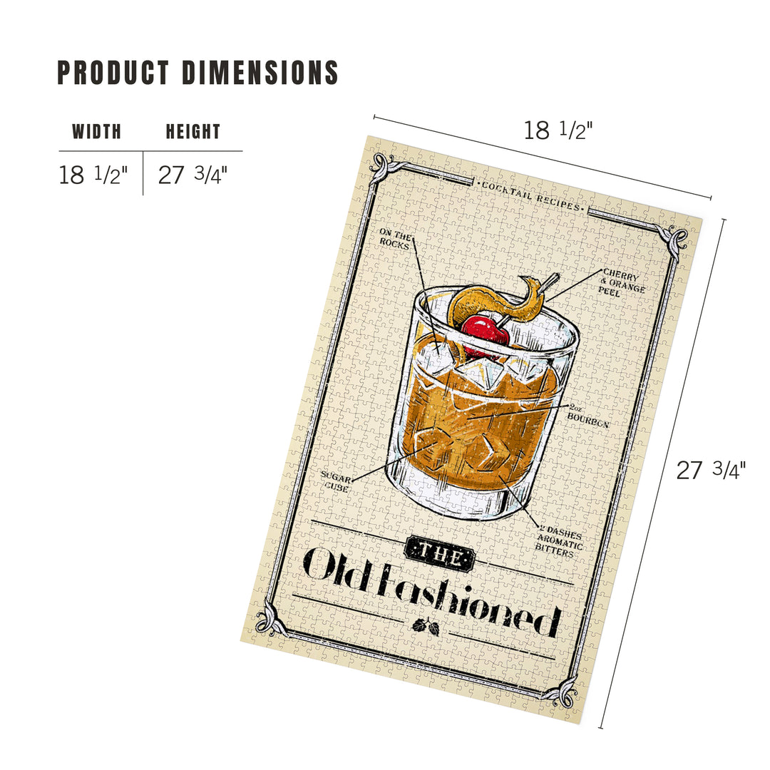 Prohibition, Cocktail Recipe, Old Fashioned, 1000 Piece Jigsaw Puzzle