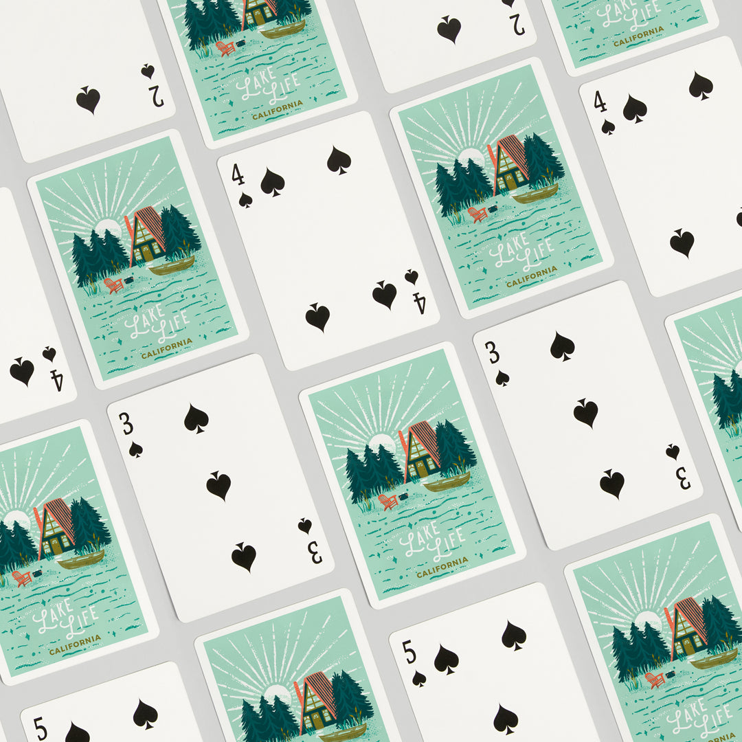 Playing Cards, California, Lake Life Series, Lake Life, 52 Card Deck with Jokers in Box, Unique Art