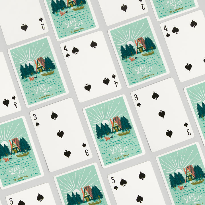 Playing Cards, California, Lake Life Series, Lake Life, 52 Card Deck with Jokers in Box, Unique Art