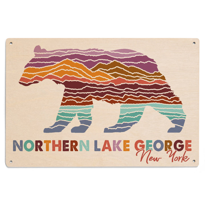 Northern Lake George, New York, Bear, Wander More Collection, Lantern Press Artwork, Wood Signs and Postcards