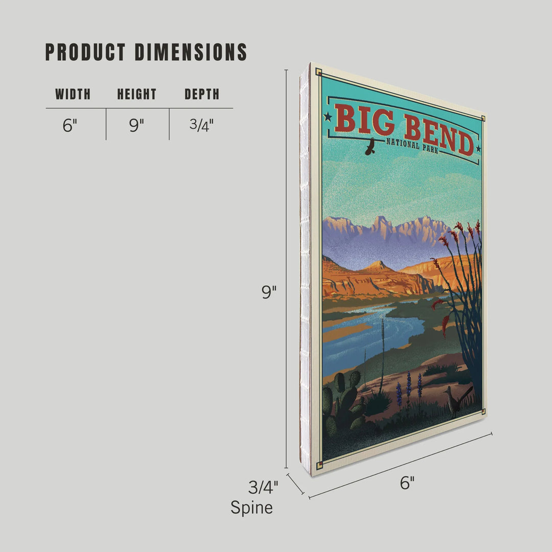Lined 6x9 Journal, Big Bend National Park, Lithograph National Park Series, Lay Flat, 193 Pages, FSC paper