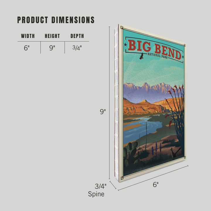 Lined 6x9 Journal, Big Bend National Park, Lithograph National Park Series, Lay Flat, 193 Pages, FSC paper
