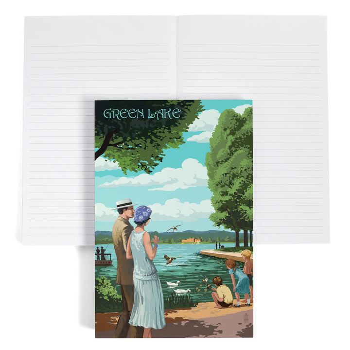 Lined 6x9 Journal, Seattle, Washington, Green Lake Pathway, Lay Flat, 193 Pages, FSC paper
