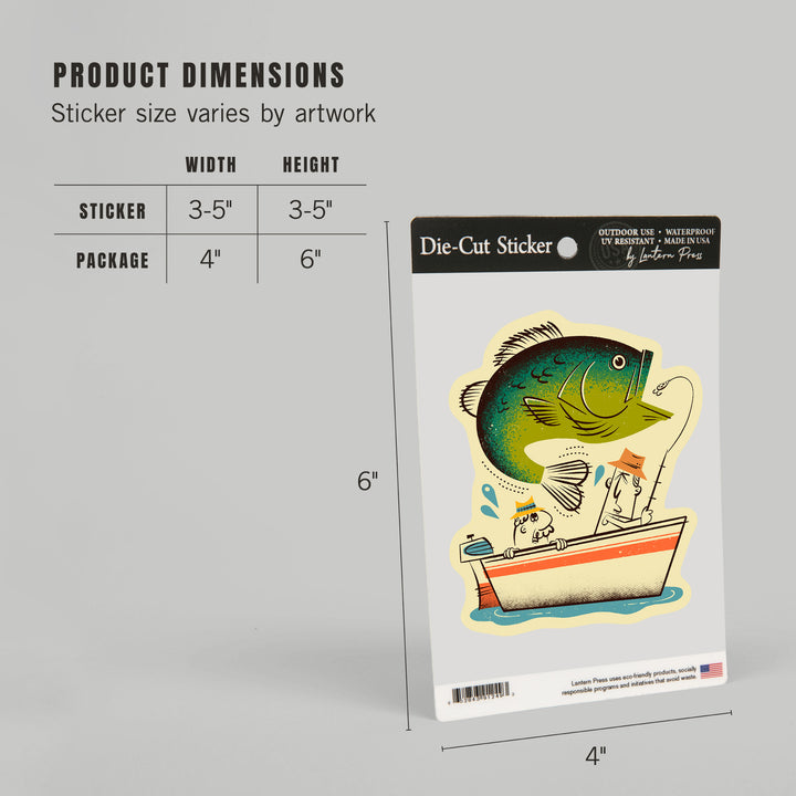 Midcentury, Bass Fishing, Vinyl Sticker