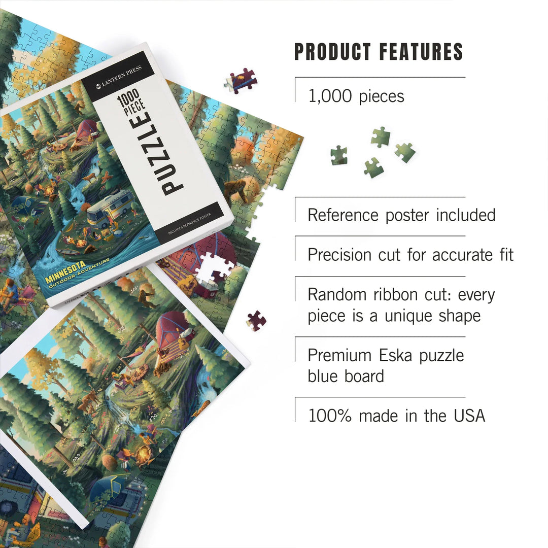 Minnesota, Get Outside Series, Outdoor Adventure, Camping Enjoyment, 1000 Piece Jigsaw Puzzle