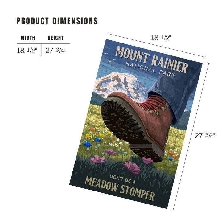 Mount Rainier, Washington, Painterly, Don't be a Meadow Stomper, Jigsaw Puzzle