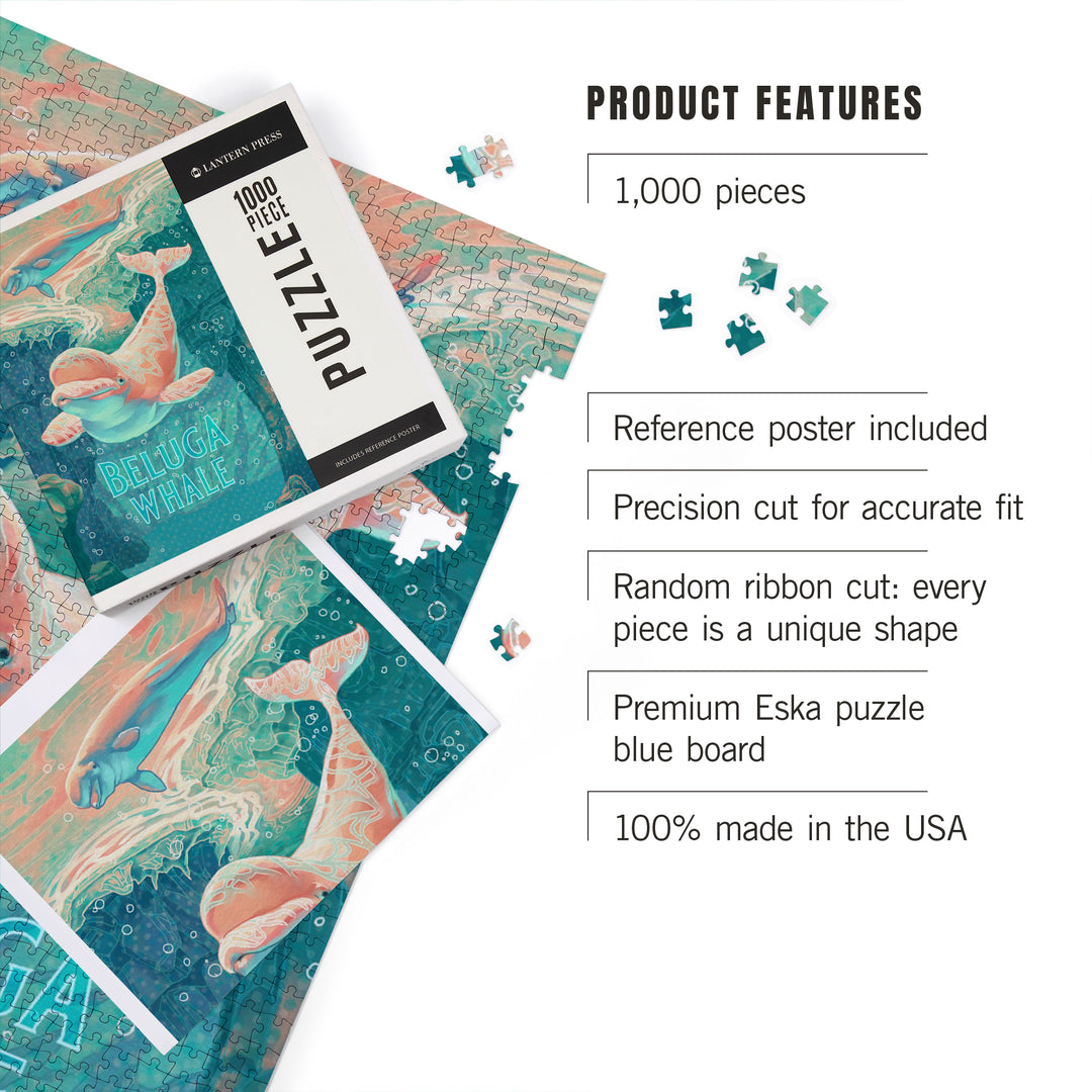 Fluid Linework, Beluga Whale, 1000 Piece Jigsaw Puzzle