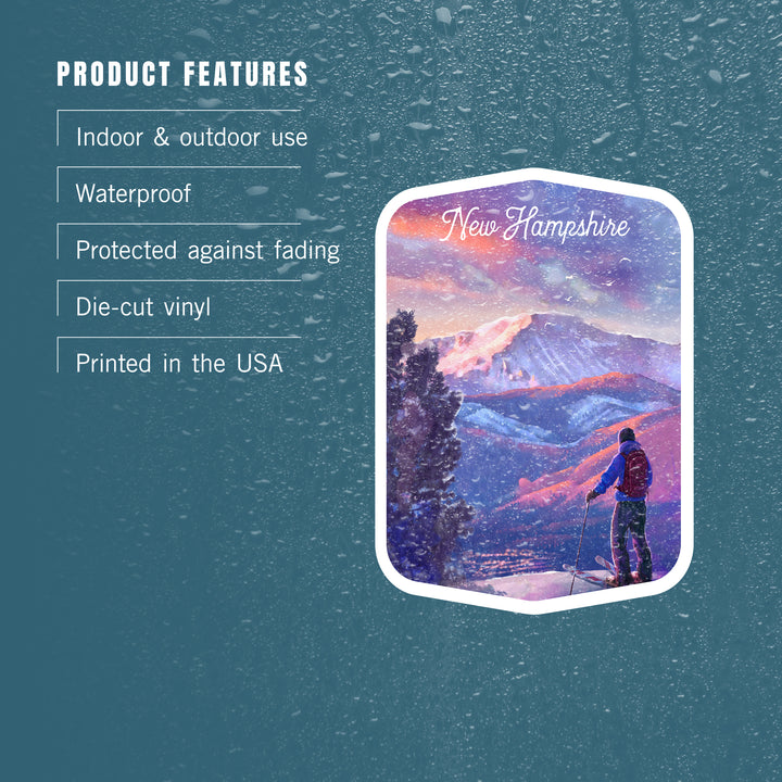 New Hampshire, Watercolor Study, Purple Skies, Ski View, Vinyl Sticker